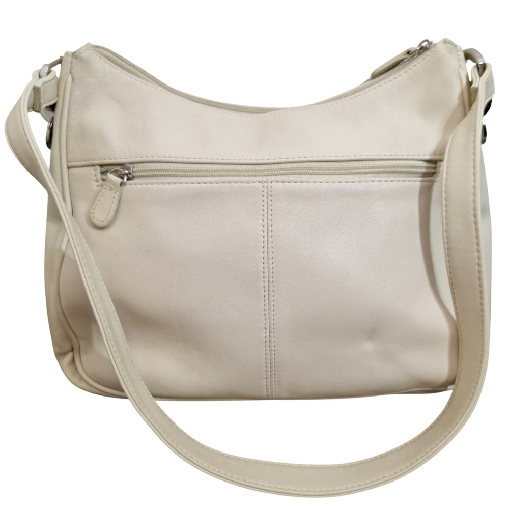 Vintage Worthington Women's Off White Leather Shoulder Bag Zip Hobo Purse Cream
